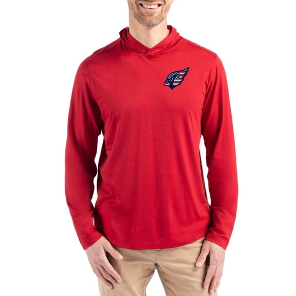 Men's Cutter & Buck Cardinal Arizona Cardinals Americana Coastline Epic Comfort Eco Recycled Long Sleeve Hoodie T-Shirt
