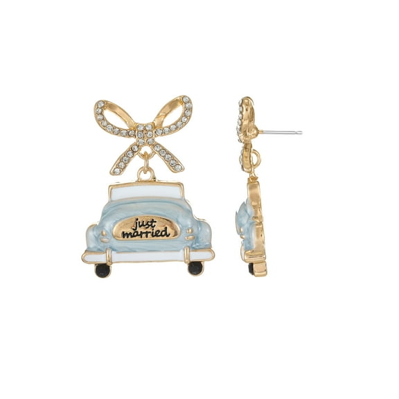WIT Accessories Women's "Just Married" Car Earrings, Goldtone, 1 Pack