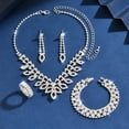 thumbnail image 5 of AEXTO Elegant Silver Full Rhinestone Jewelry Set for Women Hollow Filigree Collar Necklace, Drop Earrings, Multi-Row Tennis Bracelet & Eternity Ring – Luxury Iced Out Wedding Party Accessories, 5 of 5
