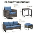thumbnail image 7 of Unnifurnzi Wicker Patio Furniture Set-6 Pieces Outdoor Furniture with Outdoor Swivel Glider Chairs Patio Couch and Ottoman Rattan Patio Furniture for Porch Deck Balcony Garden-Gray/Blue, 7 of 7