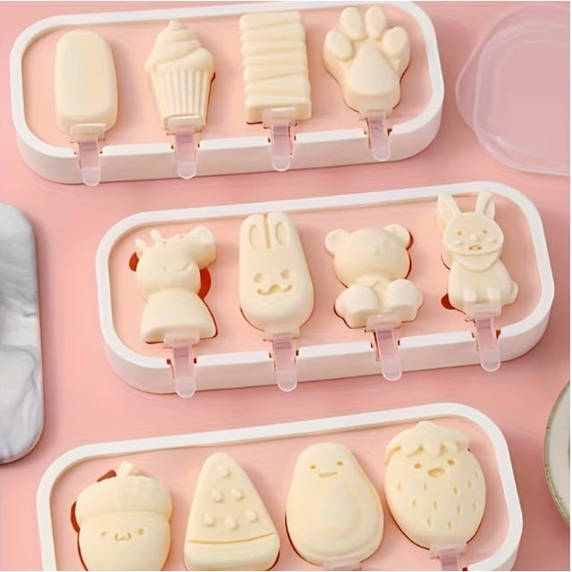 Molde de silicona for paletas de dibujos animados, máquina for hacer helados reutilizable for diversión de verano, accesorio de cocina de 9,84'' x 3,94''