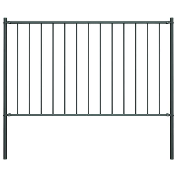 vidaXL Fence Panel with Posts Powder-coated Steel 5.9 ft x 4.1 ft Anthracite
