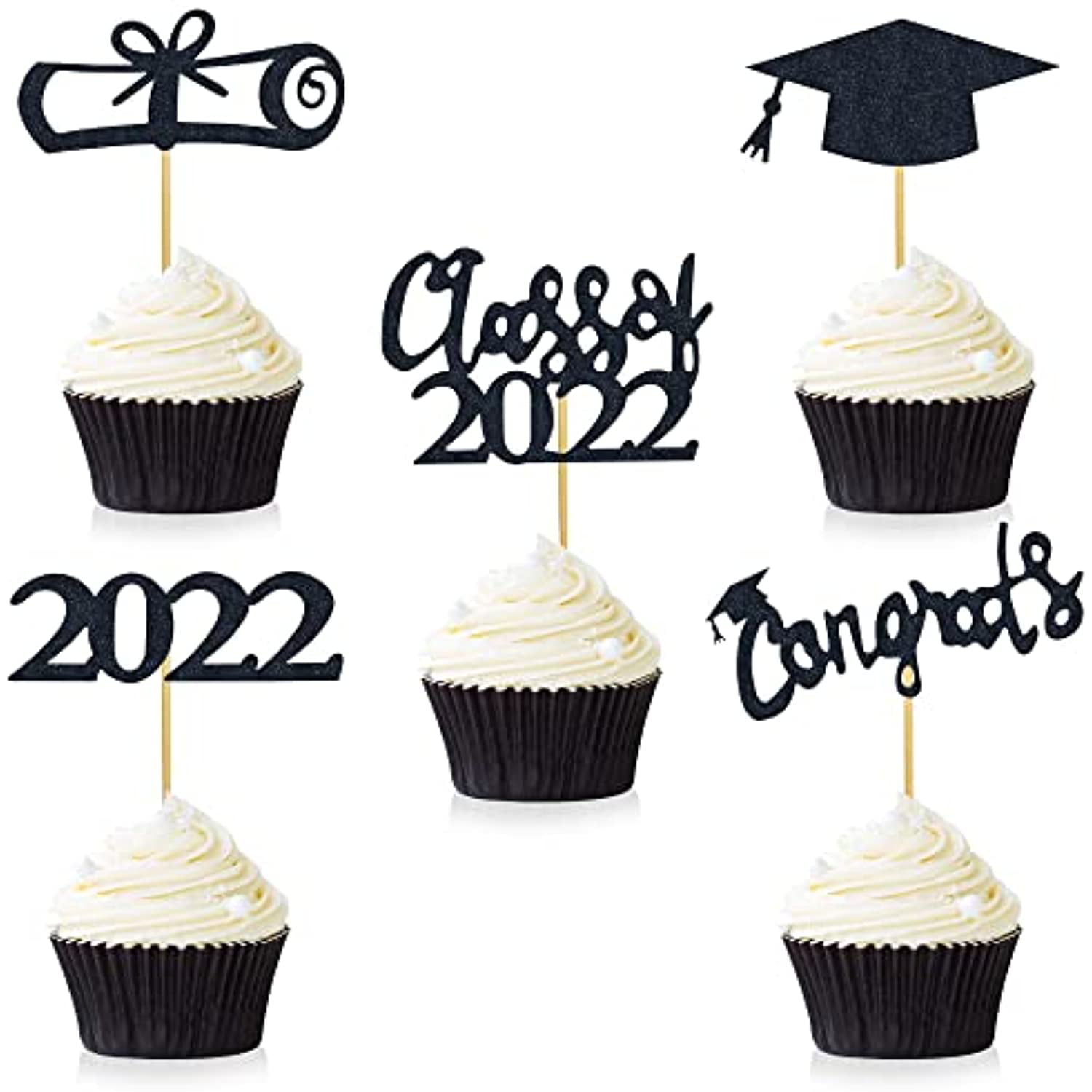 30 Pcs Graduation Cupcake Toppers 2022 Diploma Grad Cap Cake Toppers ...