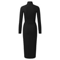 thumbnail image 5 of SRZYMJ Women's 2 Piece Fall Outfits Set Long Sleeve Crop Top Bodycon Slit Midi Skirt Sets Ribbed Knit Winter Dress, 5 of 5