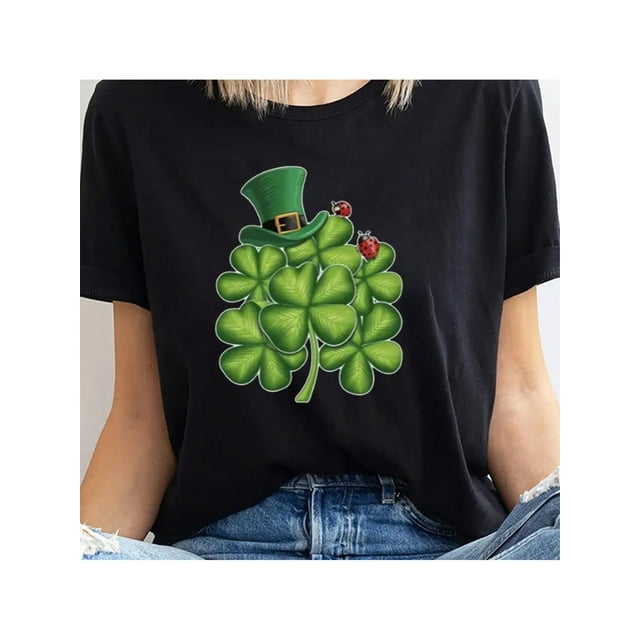 Camisetas gráficas con letras del Día de San Patricio, de algodón suave, cuello redondo, manga corta, diseño novedoso y divertido, para el tiempo libre.