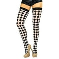 thumbnail image 6 of ToBeInStyle Women's Checkered Thigh High - Black/White - One Size, 6 of 6