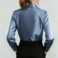 thumbnail image 4 of Diufon Womens Shirts Dressy Casual Satin Shirts Business Blouses Long Sleeve Deep V Neck Collared Tops, 4 of 10