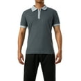thumbnail image 2 of Blotona Men's Short Sleeve Polo Shirts Quarter-Zip Casual Slim Fit Lapel Neck Contrast Color Basic Designed Shirts, 2 of 10