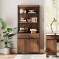 thumbnail image 2 of WAMPAT 1-Piece Modern 72" Tall Bookcases, Wood Bookshelves with Metal Base, Adjustable Shelves, Storage Cabinet & Open Shelving,Library Shelf for Home Office & Living Room, 2 of 7
