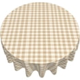 thumbnail image 4 of Round Tablecloth 60 Inch, Beige Gingham Circle Tablecloth Water Resistant Table Covers Dining Table Cover for Kitchen Dining Picnic Party Home Decoration, 4 of 8