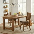 thumbnail image 4 of FurniFact Dining Chairs Set of 2, Espresso Finish, Linen Fabric Seat, Slatted Back, 4 of 5