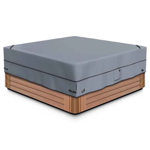 Outdoor Square Hot Tub Cover 86"x86", Waterproof & Anti-UV SPA Cover for Hot Tub with Super Windproof Straps, Gray