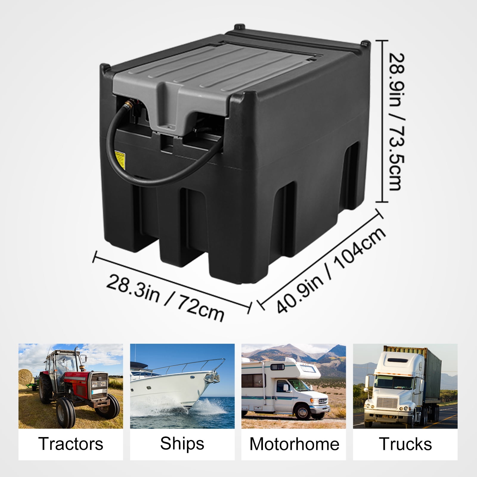 KFFKFF PE Diesel Transfer Tank for Easy Fuel Transportation 116 Gallon Capacity & 10 GPM Flow Rate,Portable Diesel Tank, Diesel Fuel Tank with 12V Electric Transfer Pump and 13.1ft Rubber Hose