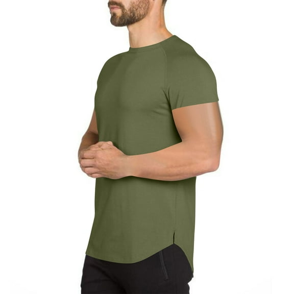 Zylanna Men's T-Shirts Tee, Summer Solid Color Short Sleeve Crew Neck Breathable Tops for Sport Army Green