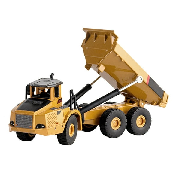 Rigid Articulated Dump Truck Toy Six Wheels Heavy Duty Inertial Push and Go Construction Site Vehicle Toys 1:50 Scale Diecast Site Dumper Collectible Alloy Model Engineering Toys for Kid