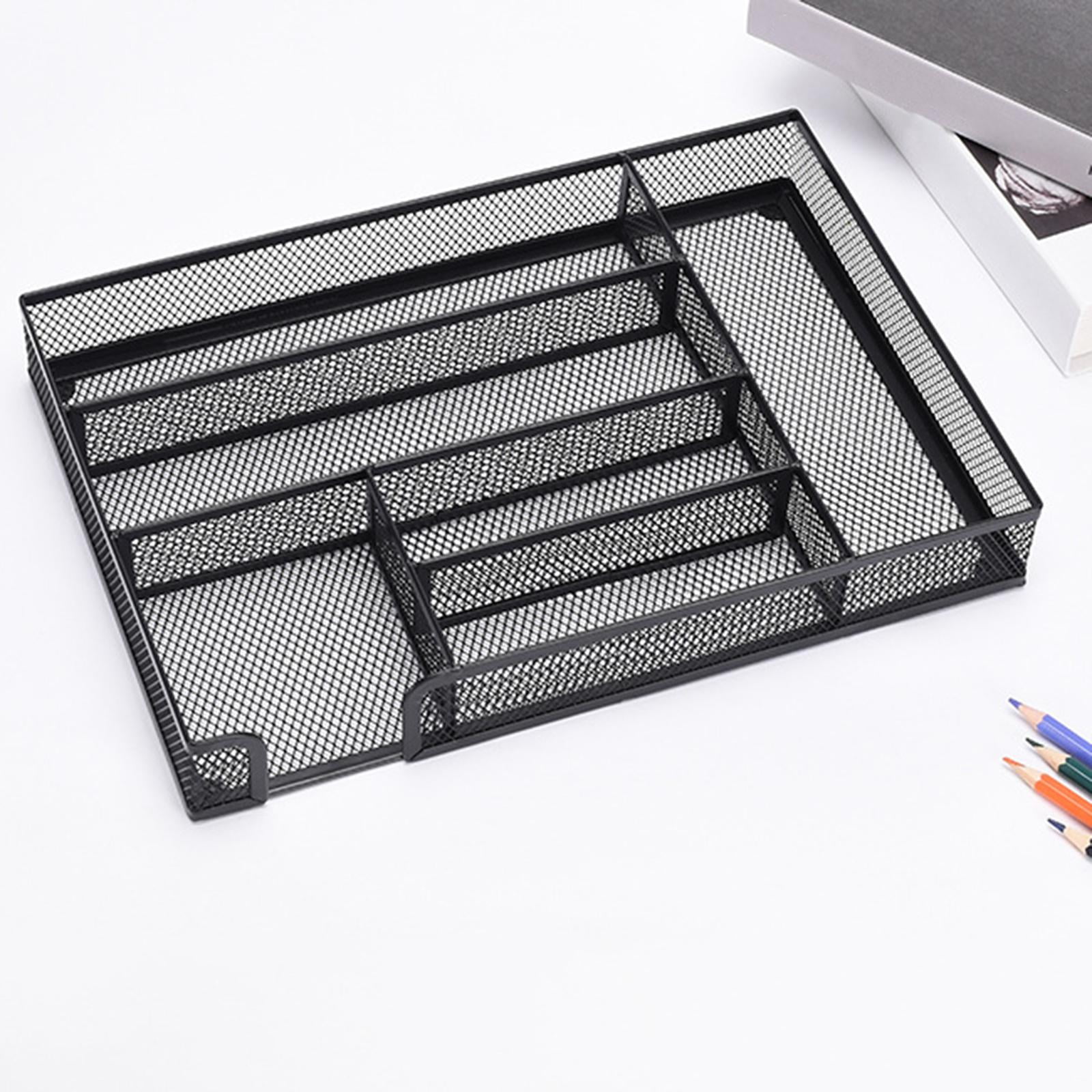 yotijay Mesh Desk Organiser Tray Non Slip Drawer Desktop Storage Stationary Supplies for black