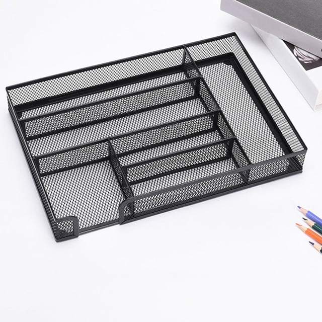 Organizador de escritorio de malla, bandeja de papel para cartas, accesorios estacionarios rectangulares, contenedores para negro Cola Organizador de escritorio de malla
