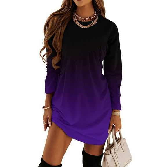 Black And Purple Gradient Loose Dress Evening Dress Summer Dresses for Women Luxury Dress Long Sleeved Dress