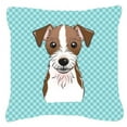 thumbnail image 2 of Carolines Treasures Checkerboard Pink Jack Russell Terrier Canvas Fabric Decorative Pillow 18H x18W multicolor, 2 of 3