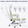 thumbnail image 3 of Qinaqin Ergonómico cm de Alturaigh-Back Oficina Chair con Footrest y Ajustable Lumbar Support Malla E x ecutive Escritorio en Beige, 3 of 7