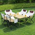 thumbnail image 4 of Portable Camping Chair, Folding Outdoor Beach Chair with AntiSink Back Support, Beige, 4 of 5