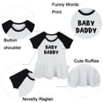 thumbnail image 2 of Pack of 2, Daddy Baby Announcement & Me + Mommy = One Broke Daddy Funny Dresses For Baby, Newborn Babies Skirts, Infant Princess Dress, Toddler Frocks (Black Raglan Dresses, 0-6 Months), 2 of 5
