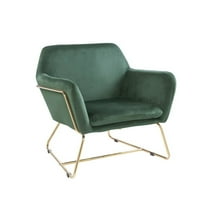 Lilola Home Keira Modern Soft Velvet Accent Arm Chair with Metal Base in Green