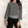 thumbnail image 5 of RYRJJ Womens Long Sleeve Shirts Sparkly Contrast Sequin Crewneck Tops Glitter Loose Fit Casual Blouses for Party Wedding(Gray,XXL), 5 of 6