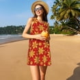 thumbnail image 3 of Xecao Robes de Noël avec Flocons de Neige Dorés pour Femmes Robes d'Été Décontractées Robes de Plage Sans Manches T-Shirt Robe Évasée avec Poches, 3 of 7