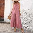 thumbnail image 7 of JULMCOMO Jumpsuits for Women Scoop Neck Adjustable Spaghetti Strap Loose Fit Summer Romper Low Back Sleeveless Wide Leg Flowy Jumpsuits Pink XXL, 7 of 7