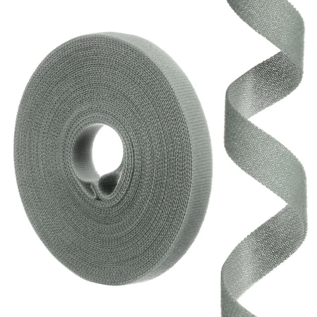 Uxcell 0.55" x 33ft Cintas de gancho y bucle de doble cara, tiras adhesivas, lazos de cable, organizador, rollo de sujetador, negro