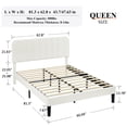 thumbnail image 3 of VECELO Queen Size Upholstered Beds, Modern Platform Bed Frame with Adjustable Headboard, Wooden Slats Support/No Box Spring Needed, White, 3 of 9