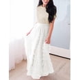 thumbnail image 5 of Women's Tulle Midi Skirt Elastic High Waist A-Line Ruffle Tiered Layered Mesh Puffy Long Maxi Skirt, 5 of 11