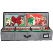 HOLDN STORAGE Wrapping Paper Storage Container, Fits 27 Rolls Gift Wrap, Extra Pockets for Ribbons & Bows, Underbed Storage - Gray