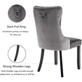 thumbnail image 3 of PORKISS Dining Chairs Set of 2, Modern Wood and PU Dining Chairs with Back Ring and Nailhead Trim, Upholstered Tufted Velvet Chair with Wood Legs for Dining Room, Kitchen, Black/Gray, 3 of 10
