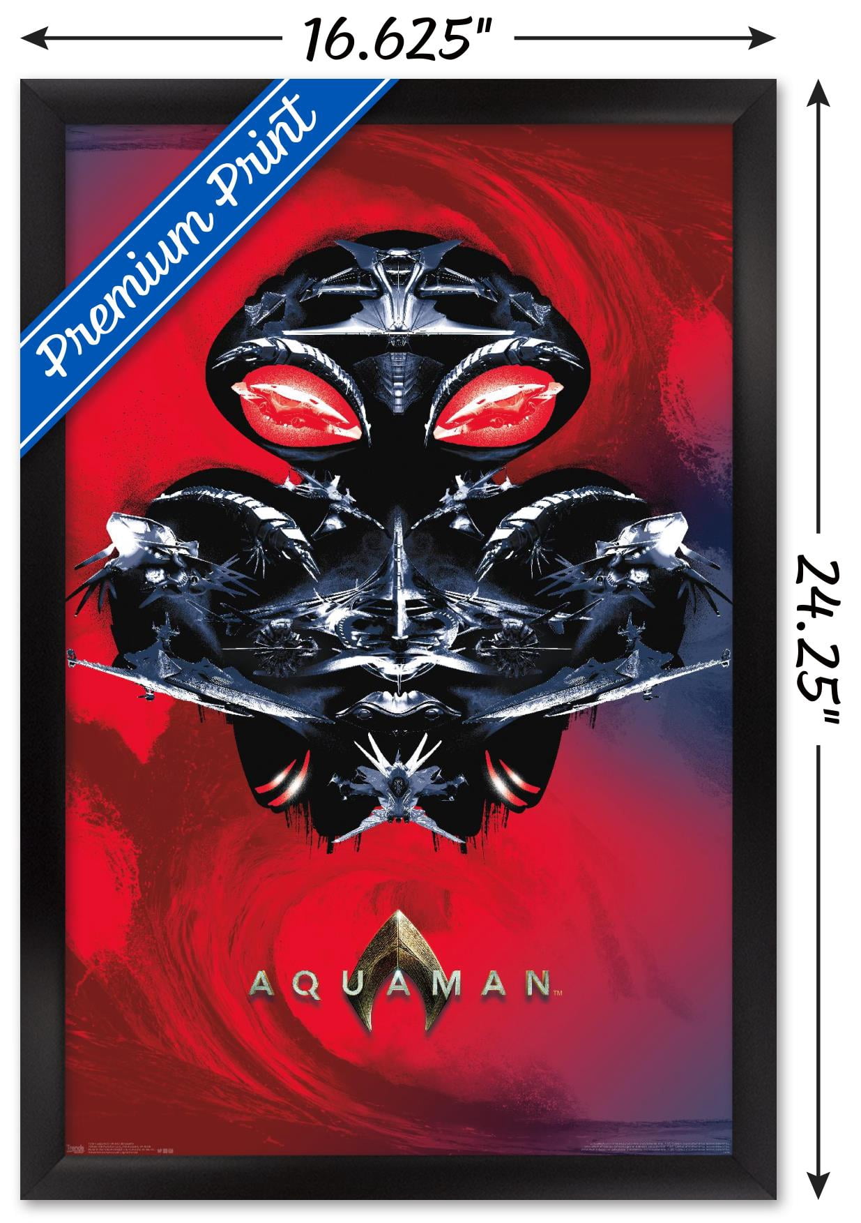 DC Comics Movie - Aquaman - Manta Silhouette Wall Poster, 14.725" x 22.375", Framed