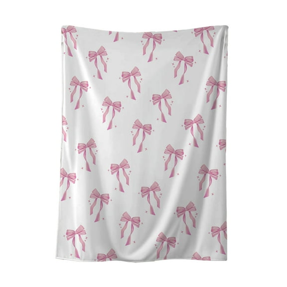 SLYNSHome Throw Blanket for Couch,Pink Bow Decorative Blankets Cozy Soft Lightweight Fuzzy Blanket for All Seasons