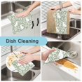 thumbnail image 2 of Yayeee 6 Pack Kitchen Dish Cloths Set for Washing Soft Drying Absorbent Microfiber Towels, Green Floral Cat Pattern, 2 of 9