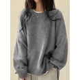 thumbnail image 4 of Women'S Oversized Sweaters Long Sleeve Crew Neck Fuzzy Knit Casual Chunky Pullover Sweater Fall Gray S, 4 of 7