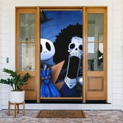 The Nightmare Before Christmas Movie Door Cover Decorated Banner Tapestry Home Decoration Holiday Party Supplies Door Banner Porch Sign Banner 72.8 x 35.4 Inch