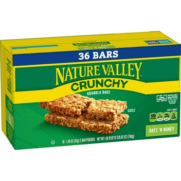 Pack of 2 - Nature Valley Crunchy Granola Bars, Oats N Honey, 36 Bars, 26.82 Oz (18 Pouches) Packaging May Vary