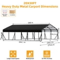 thumbnail image 3 of 20' x 30' x 8.5' Heavy Duty Metal Carport with Galvanized Steel Roof, Steel Carport Kits Outdoor with Metal Roof, Galvanized Car Shelter for Tractors, Pickup, Boat, Car, 3 of 9