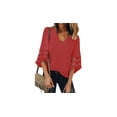 thumbnail image 1 of Blouse Ample à Manches Évasées Col en V Blanc/noir/rouge/bleu pour Femmes, 1 of 2