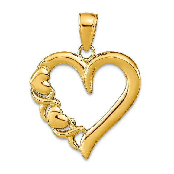 14k Gold Love Heart Pendant Necklace With Xo Side High Polish and 2-d 23.15x18.7mm Wide Pendant for Women