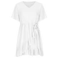 thumbnail image 4 of Women's Summer Casual Women's Summer Casual Maxi Dress Bohemian Floral V-Neck Short Sleeve Beach Tiered Sundress Long Dress, 4 of 8