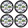 thumbnail image 2 of Silicone Non-Slip Drink Coasters with Removable Printed Absorbent Felt Pad - Set of 4 - Monster Trucks Watercolor, 2 of 3