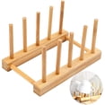 thumbnail image 1 of Plate Stand Bamboo Dish Rack Plate Stand Plate Holder Dish Rack Dishes Bamboo Dishes Shelf 4 Slots For Storage Cd Dishes Book Wine Glass Kitchen Office Place Plates Cups, 1 of 6