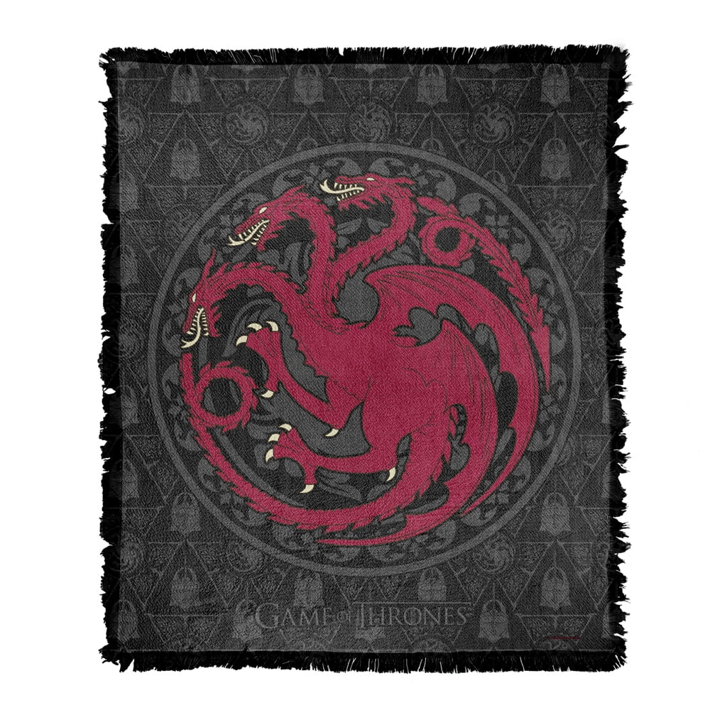 Game of Thrones Blanket, 50"x60" Targarian Sigil Woven Tapestry Cotton