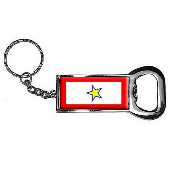 Gold Star Military Service Flag One 1 War Mother Keychain Key Chain Ring Bottle Bottlecap Opener