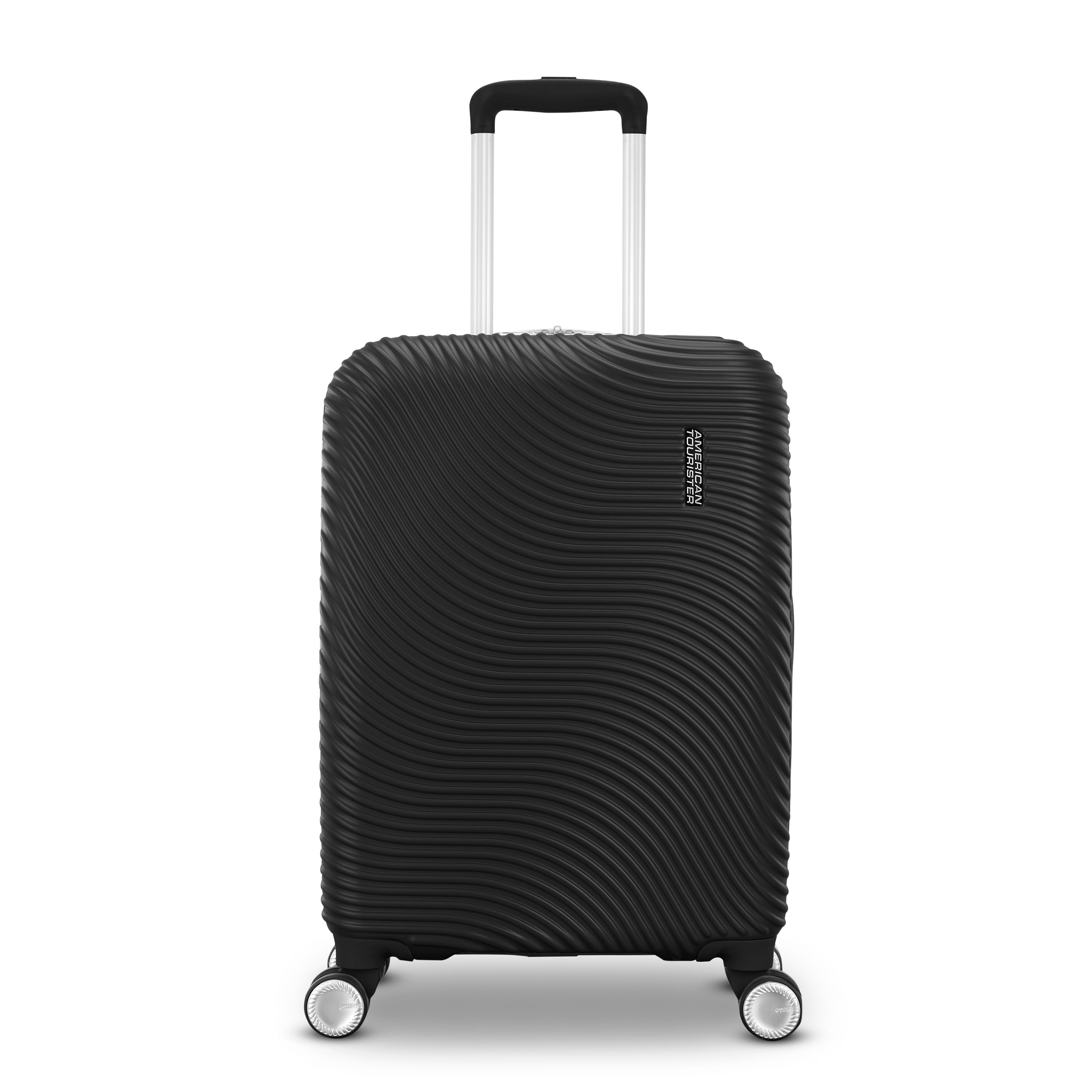 American Tourister Color Waves Carry On Expandable Luggage Suitcase with Spinner Wheels, Black